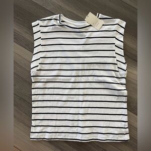 A New Day Black and White Striped sleevless Top